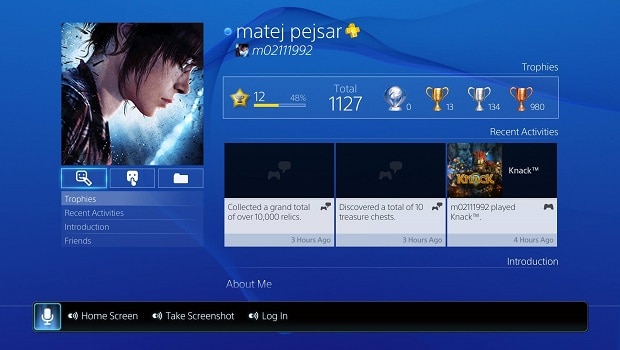 PS4 profil.