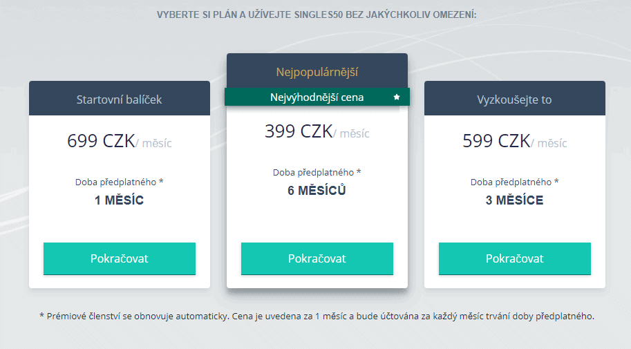 VIP předplatné seznamka pro seniory Singles50